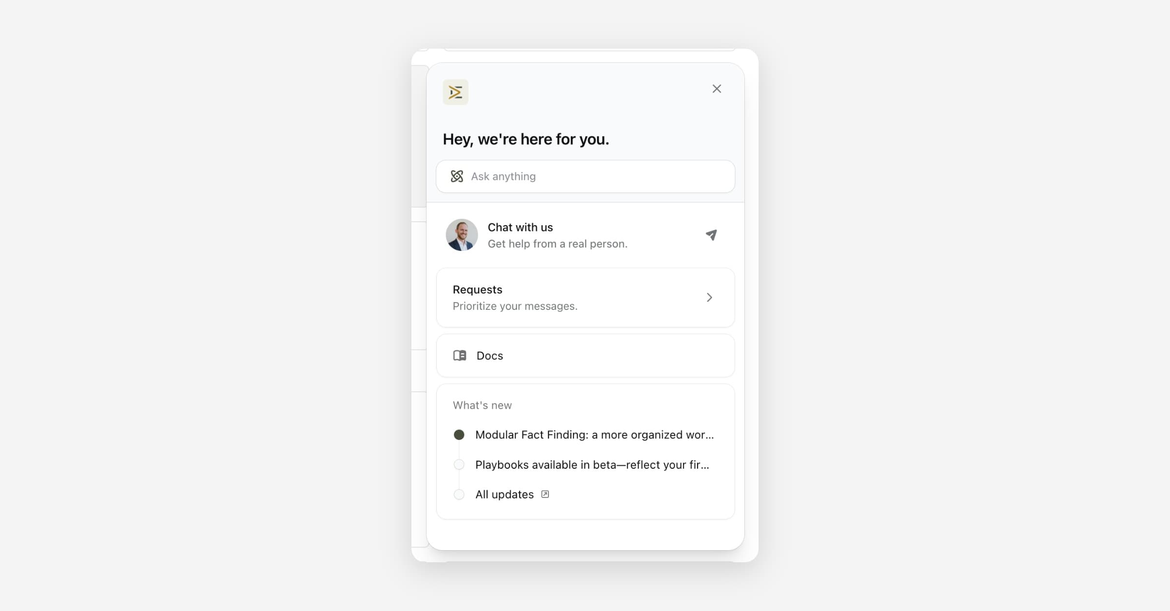 Support, Docs, & Changelog —Right where you work